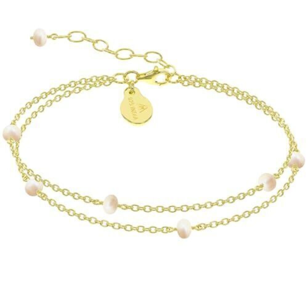 7353 Pearl Bracelet , Certified 925 Sterling Silver with Plated 18K Gold